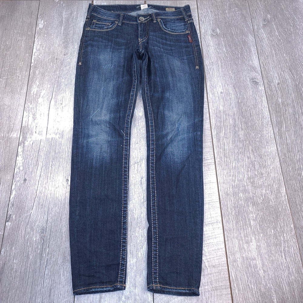 Silver Jeans Kelli Womens 26x31 Dark Blue Relaxed Skinny Low Rise Denim Pants